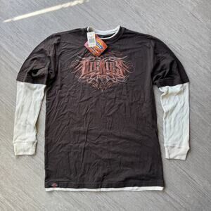 Vintage Y2K Dickies Shirt Long Sleeve NWT Men's L Brown Grunge 00s Streetwear
